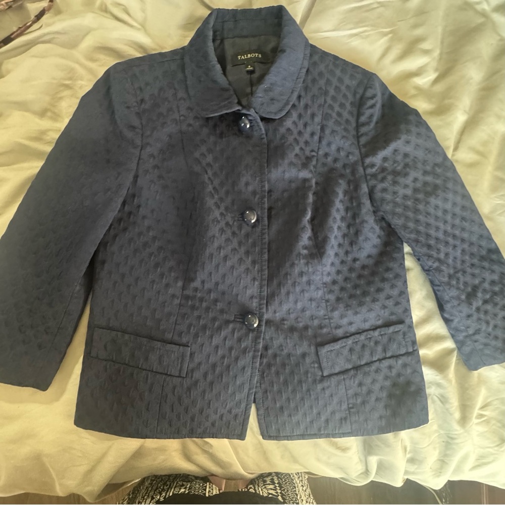 Talbots Midnight Blue Textured Jacket - Picture 1 of 9